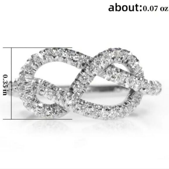 New INFINITY KNOT Silver plated Cubic Zirconia Ring - Picture 6 of 8